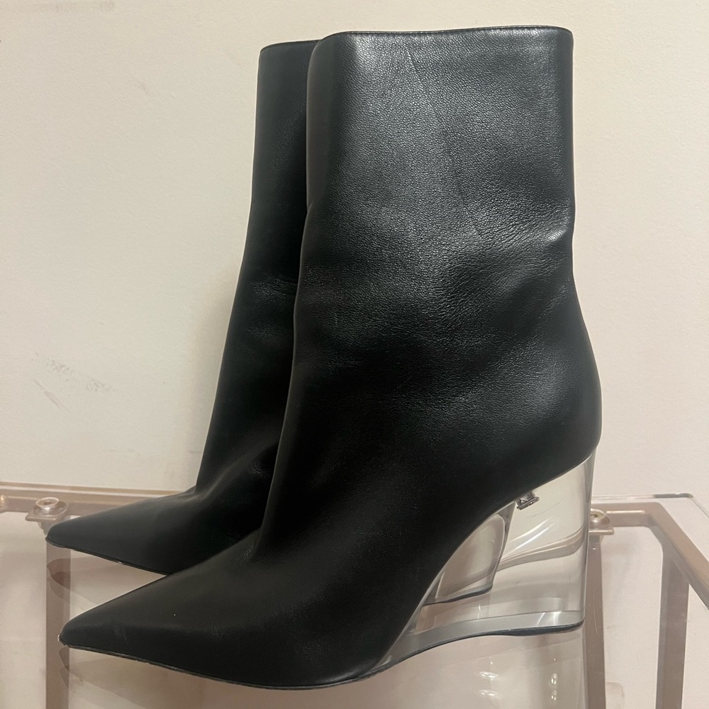 Amina Muaddi Pernille Half Glass Bootie in Black